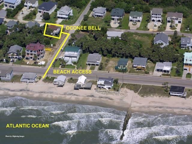 Aerial view of house to the beach