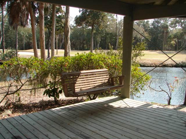 Picnic area under house with lagoon views